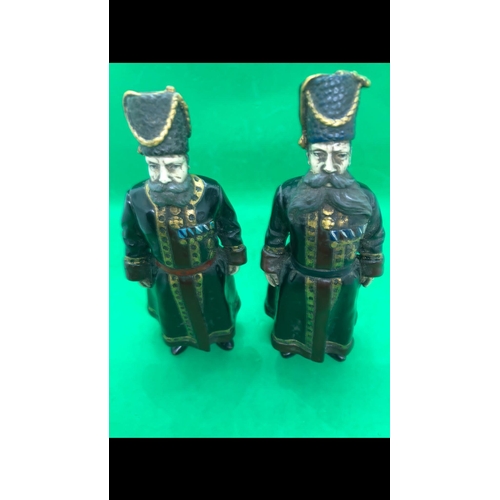 762 - Amazing Russian Pair of Cold Painted Bronze Statue Cossacks Guards 

HEIGHT. ::: 18.4 cm

LENGTH AND... 