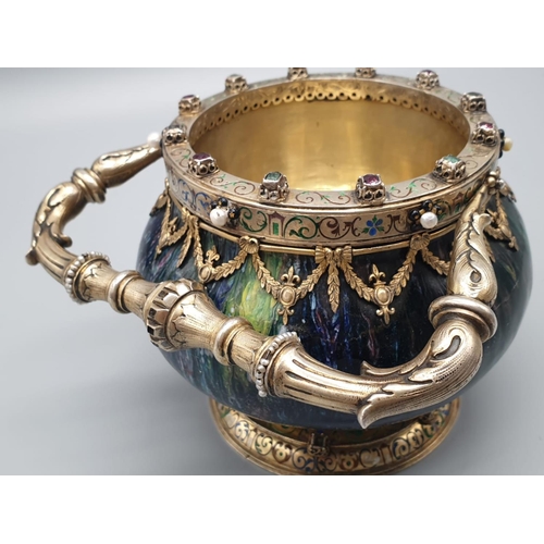 1049 - A beautifully crafted antique 19th century Austro-Hungarian silver gilt and enamel vase, c.1890.
Mar... 