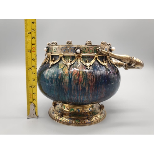 1049 - A beautifully crafted antique 19th century Austro-Hungarian silver gilt and enamel vase, c.1890.
Mar... 