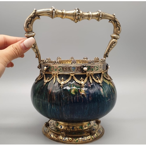 1049 - A beautifully crafted antique 19th century Austro-Hungarian silver gilt and enamel vase, c.1890.
Mar... 