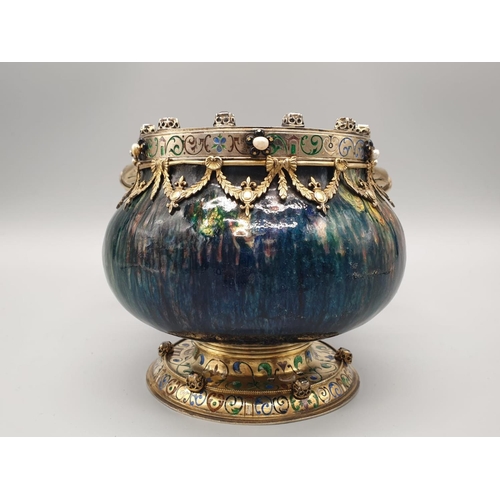 1049 - A beautifully crafted antique 19th century Austro-Hungarian silver gilt and enamel vase, c.1890.
Mar... 