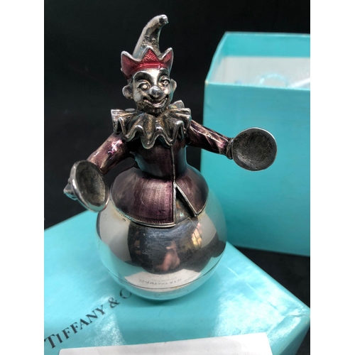 402 - A TIFFANY & CO. RARE GENE MOORE SILVER AND ENAMEL CIRCUS FIGURINE.
10cm tall very heavy, 360 grams w... 