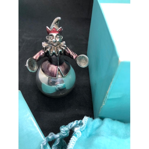 402 - A TIFFANY & CO. RARE GENE MOORE SILVER AND ENAMEL CIRCUS FIGURINE.
10cm tall very heavy, 360 grams w... 