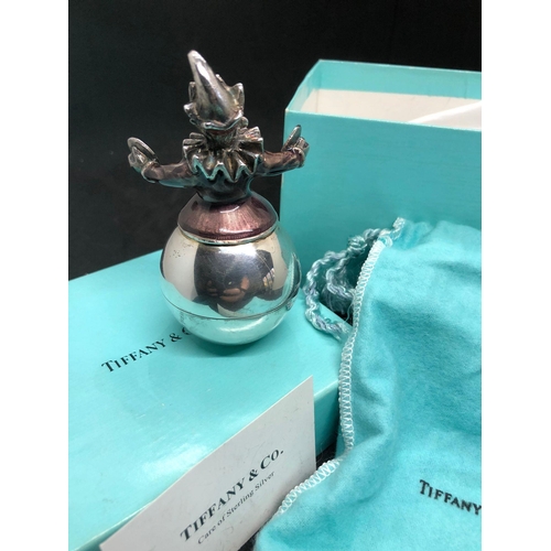 402 - A TIFFANY & CO. RARE GENE MOORE SILVER AND ENAMEL CIRCUS FIGURINE.
10cm tall very heavy, 360 grams w... 