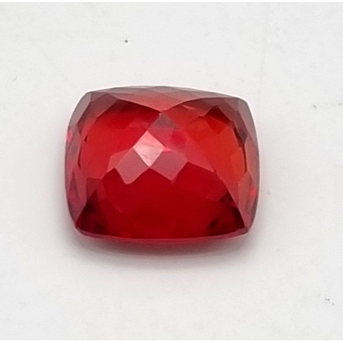 459 - A 35ct Well Faceted Blood-Orange Coloured Cushion-Cut Gemstone. 19 x 19mm. No certificate so as foun... 