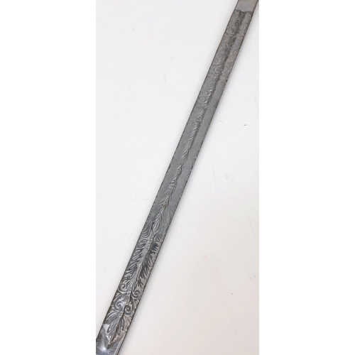 647 - A Very Good Condition Vintage Celtic Cross Hilt Presentation Sword 105cm Length