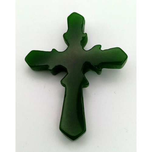 836 - A Green Jade Cross Pendant. 5 x 4cm.