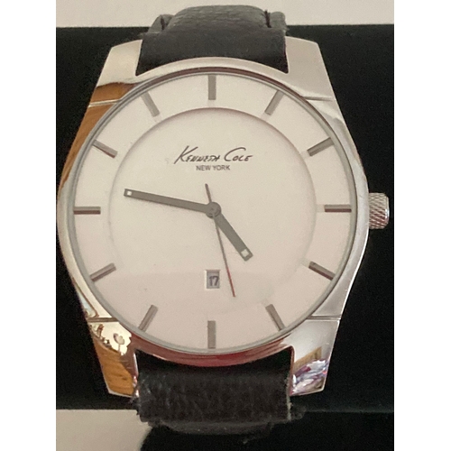 281 - Gentlemans Quartz wristwatch, large silver tone face showing KENNETH COLE  New York. Full working or... 