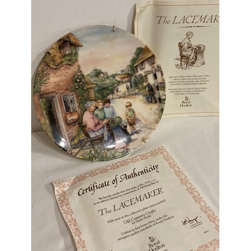 525 - Pair of vintage ROYAL DOULTON collectors plates. These are Limited editions The Lacemaker and The Th... 