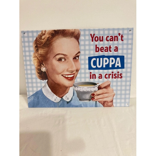 844 - Vintage Metal CUPPA Sign. 16” x 12”. (40 x 30 cm).