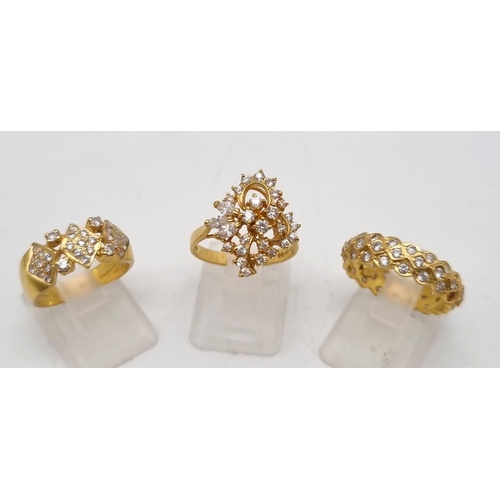 138 - A Mixed Gold Ring Lot to Include: 2 x 21k gold Stone set rings - both size N - 9.8g total weight. A ... 