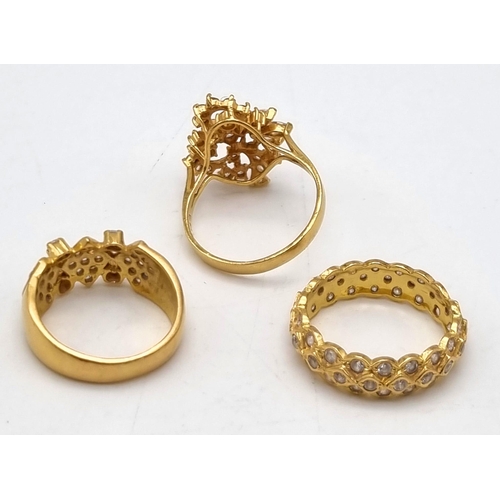 138 - A Mixed Gold Ring Lot to Include: 2 x 21k gold Stone set rings - both size N - 9.8g total weight. A ... 