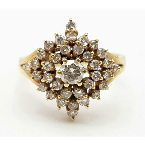 736 - 14K YELLOW GOLD DIAMOND CLUSTER RING
0.60CT DIAMOND
WEIGHS 3.8G
SIZE