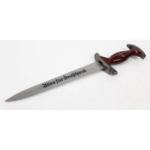 320 - Very Good Condition Full Size Retrospective Copy of a Third Reich SA Dagger Metal and Burgundy Compo... 