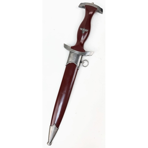 320 - Very Good Condition Full Size Retrospective Copy of a Third Reich SA Dagger Metal and Burgundy Compo... 