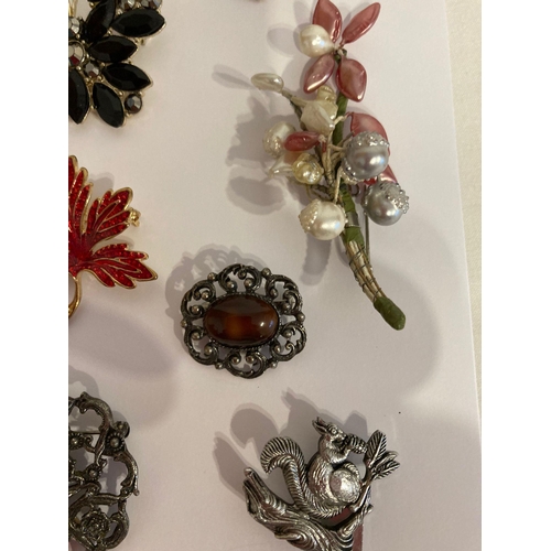 732 - Selection of VINTAGE BROOCHES to include Gold tone, silver tone, enamelled, jewelled etc. Several ex... 