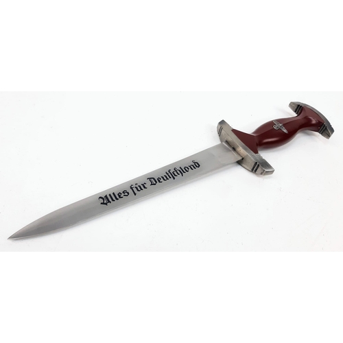 909 - Very Good Condition Full Size Retrospective Copy of a Third Reich SA Dagger Metal and Burgundy Compo... 