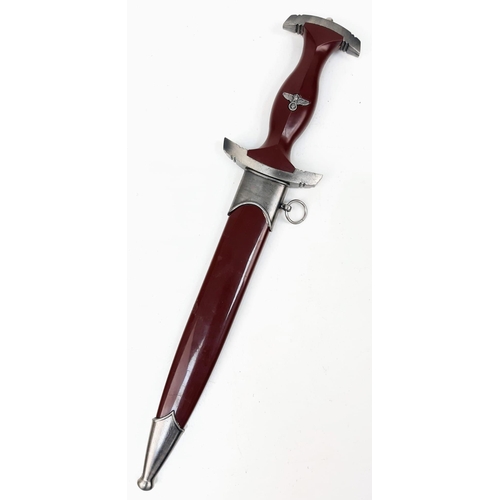 909 - Very Good Condition Full Size Retrospective Copy of a Third Reich SA Dagger Metal and Burgundy Compo... 