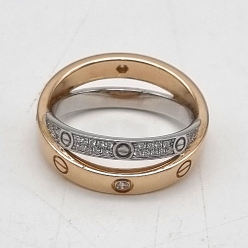 149 - A CARTIER ROSE GOLD AND DIAMOND FACTORY SET RING 6.6gms  size N