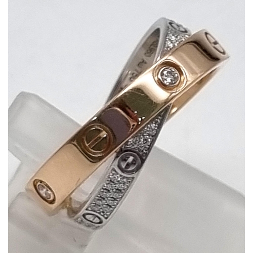 149 - A CARTIER ROSE GOLD AND DIAMOND FACTORY SET RING 6.6gms  size N