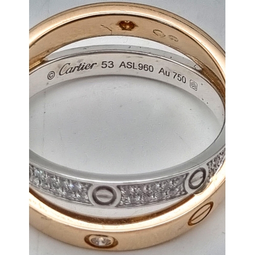 149 - A CARTIER ROSE GOLD AND DIAMOND FACTORY SET RING 6.6gms  size N