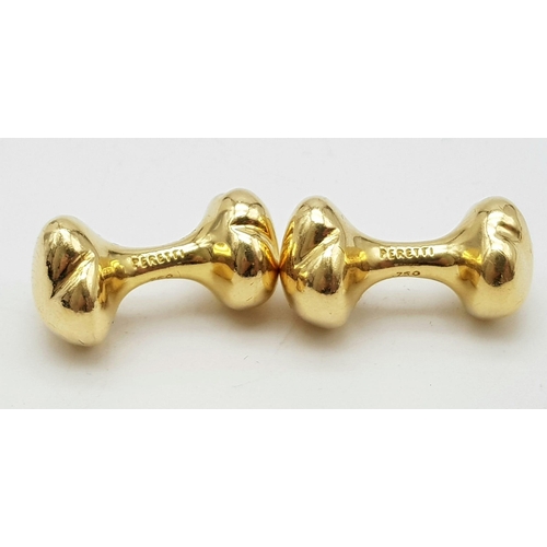 212 - An Elsa Peretti designed 18ct yellow gold cufflinks made by Tiffany and Co. These weigh 18.5 grams. ... 