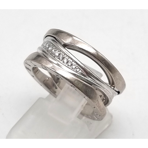 24 - A Bulgari B.Zero 18K White Gold Diamond Ring. Size M. 10.97g. In excellent condition and comes with ... 