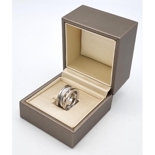 24 - A Bulgari B.Zero 18K White Gold Diamond Ring. Size M. 10.97g. In excellent condition and comes with ... 