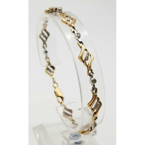 286 - 9k yellow gold diamond bracelet. 8.3g in weight.