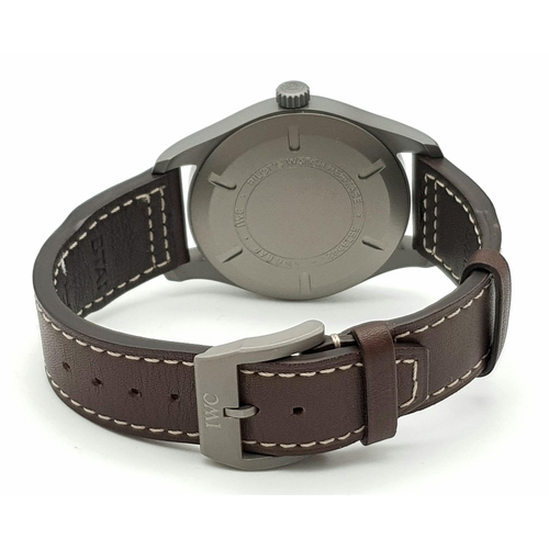 46 - An IWC Automatic Mark XVIII Gents watch. Brown calfskin strap. Ceramic case - 41mm. With papers and ... 