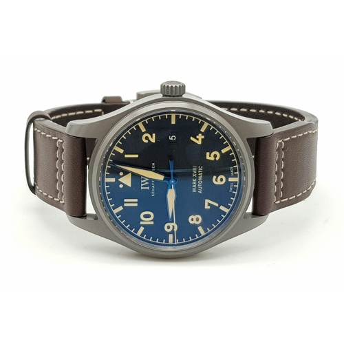 46 - An IWC Automatic Mark XVIII Gents watch. Brown calfskin strap. Ceramic case - 41mm. With papers and ... 