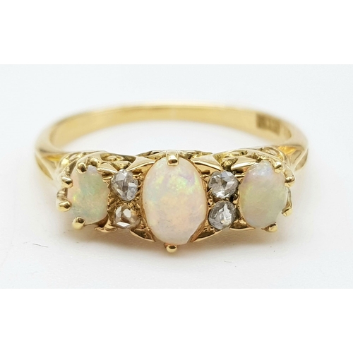 721 - 18K YELLOW GOLD DIAMOND AND OPAL RING
WEIGHS 2.5G
SIZE K 1/2