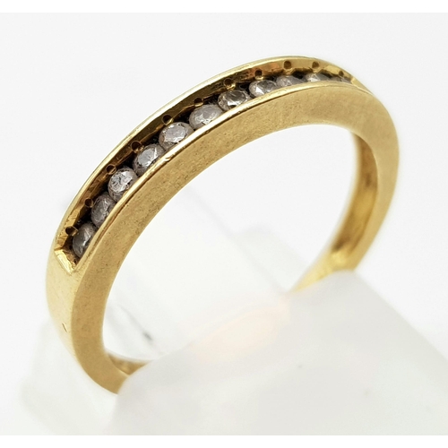 785 - 18K YELLOW GOLD DIAMOND 1/2 ETERNITY RING.
0.15CT DIAMONDS
WEIGHS 2G
SIZE J