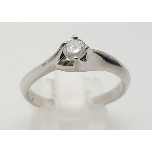 821 - 9K WHITE GOLD DIAMOND SOLITAIRE RING 
0.25 CT DIAMOND
WEIGHS 3.4G
SIZE R