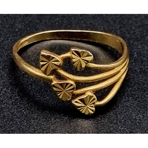 856 - A 22k Yellow Gold Ring (slightly bent so A/F) and a broken 9k stone set ring - A/F. 22k ring - 2.1g ... 