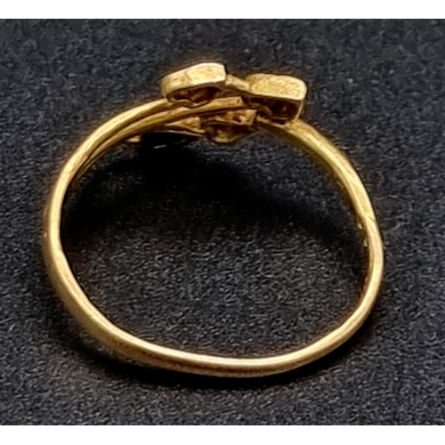 856 - A 22k Yellow Gold Ring (slightly bent so A/F) and a broken 9k stone set ring - A/F. 22k ring - 2.1g ... 