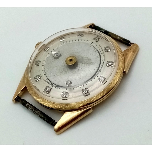 236 - A VERY UNUSUAL 14K GOLD LE COULTRE FLOATING DIAMONDS WATCH WITH DIAMOND NUMERALS , MANUAL MOVEMENT .... 