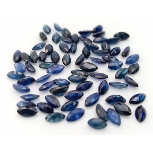 335 - An assortment of natural sapphire, 4x2mm, marquise in shape. Total 8.18ct