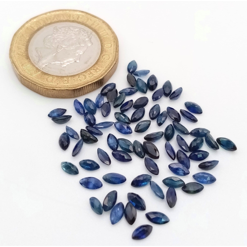 335 - An assortment of natural sapphire, 4x2mm, marquise in shape. Total 8.18ct