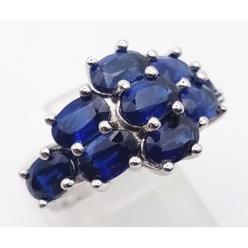 675 - New Limited Edition of 80 Pieces Sterling Silver 9 Stone Blue Kyanite Ring Size K. 5.4 Carats Total,... 