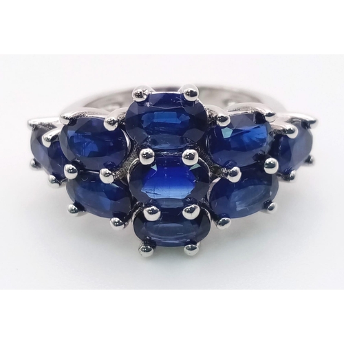 675 - New Limited Edition of 80 Pieces Sterling Silver 9 Stone Blue Kyanite Ring Size K. 5.4 Carats Total,... 