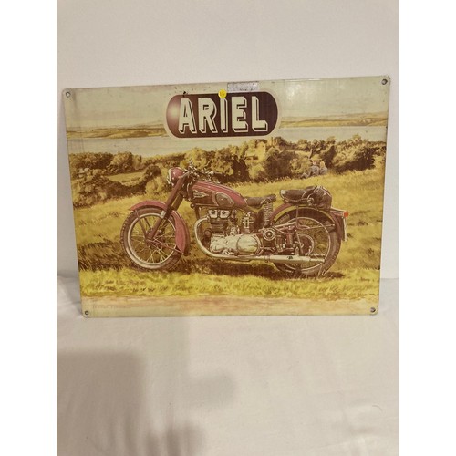 992 - Vintage metal advert for ARIEL MOTORCYCLES. 16” x 12” (40 x 30 cm).