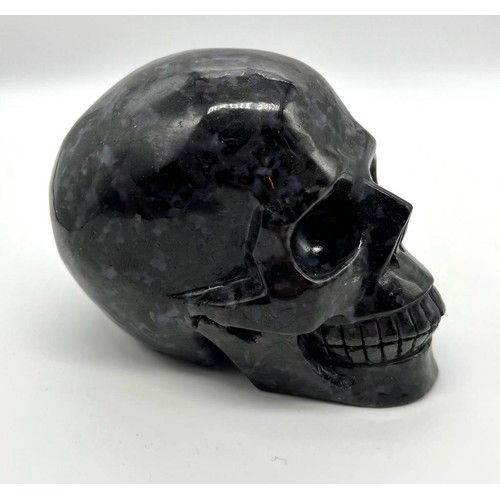 150 - A One Kilo Natural Gabbro-Jasper Hand-Carved Quartz Skull Figure - or Perfect Paperweight. 12cm x 9c... 