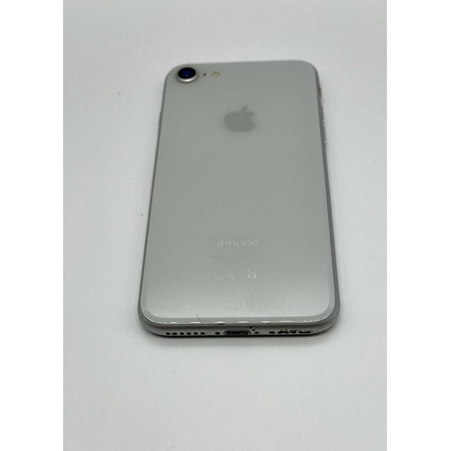 349 - An iPhone 8 with Box and Charger. 64gb silver-tone case. In working order (see photo) but because of... 