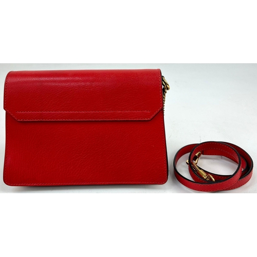 177 - A Givenchy GV3 Red leather and Suede Small Shoulder Bag. Gilded hardware and shoulder chain. Multi-c... 