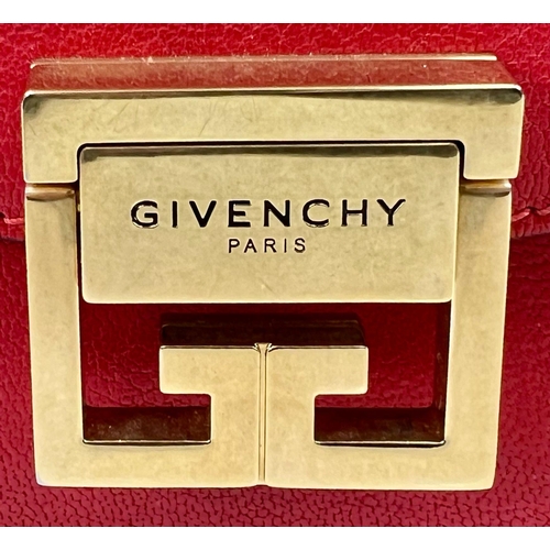 177 - A Givenchy GV3 Red leather and Suede Small Shoulder Bag. Gilded hardware and shoulder chain. Multi-c... 