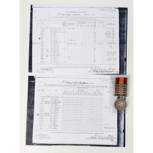 340 - Queen’s South Africa Medal with five clasps: Tugela Heights, Relief of Ladysmith, Transvaal, Laing’s... 
