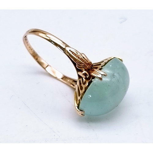 775 - A 10ct star aquamarine set in 9k yellow gold. (Tested). A very unique and statement ring for all tho... 