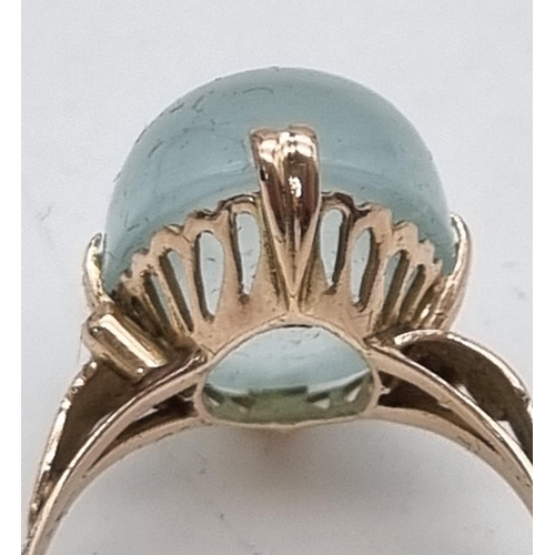 775 - A 10ct star aquamarine set in 9k yellow gold. (Tested). A very unique and statement ring for all tho... 