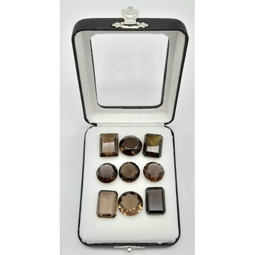 454 - Assorted Collection of Approx. 100ct of Smokey and Lemon Quartz, Comes in a Presentation Case